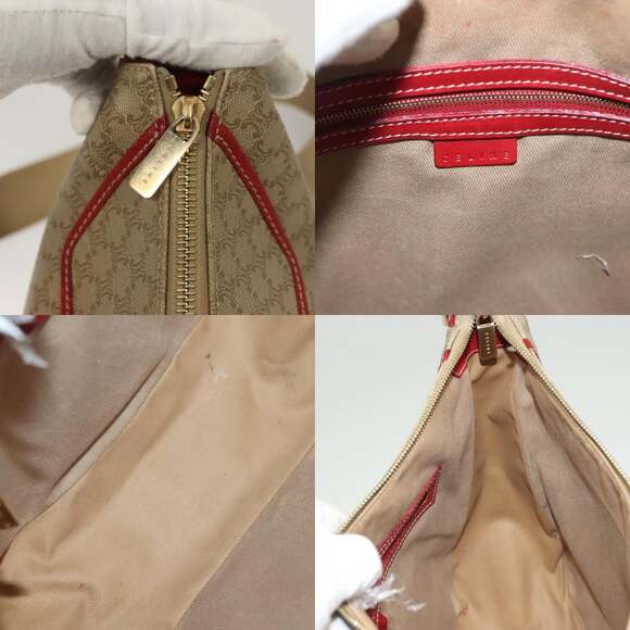 CELINE Macadam Canvas Shoulder Bag Beige Gold - Picture 11 of 13